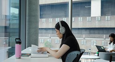 Student studying at desk